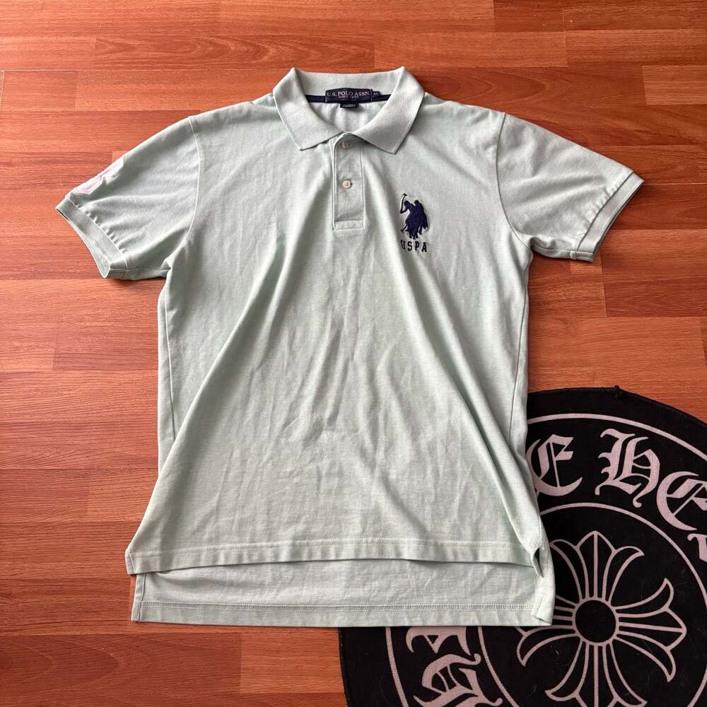 U.S. Polo Assn. Men's Mint Green Polo Shirt Size M Embroidered Number 3